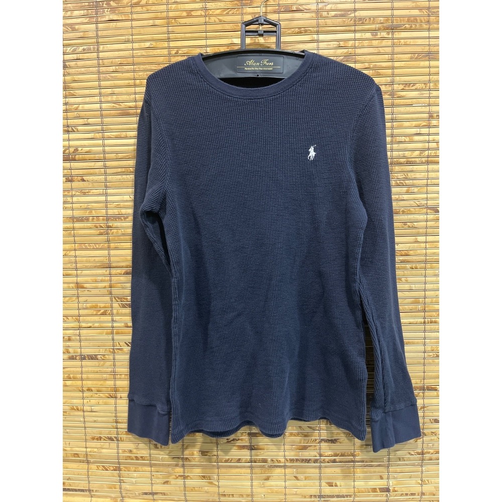 Polo Ralph Lauren‎ Waffle Thermal Knit Crew Neck Sweater Men Size XL Navy Blue